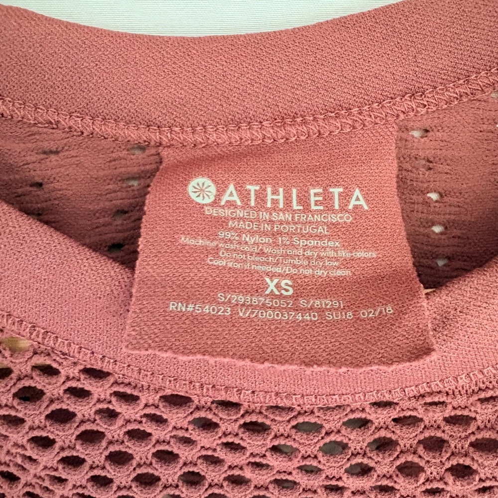 Athleta Chi Mesh Tank Top XS Mauve Rose Pink High Neck Seamless 293875 - Picture 4 of 6
